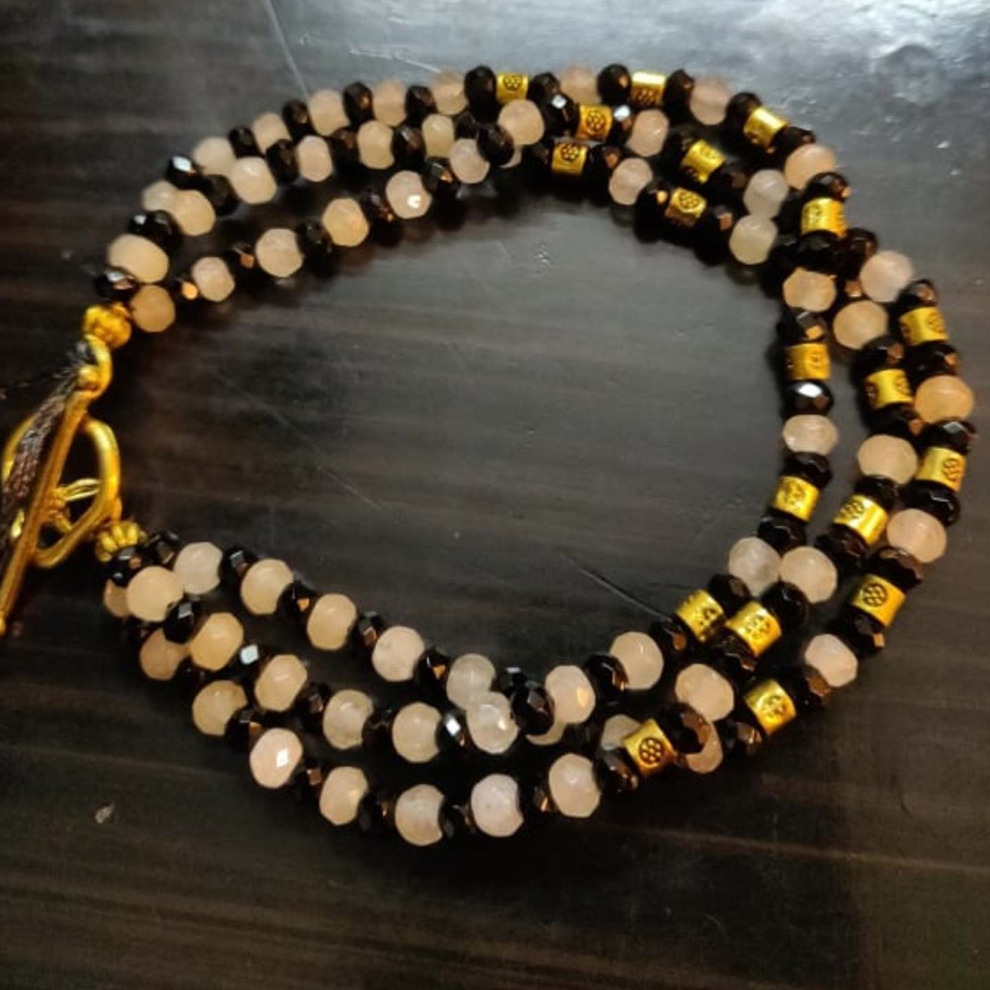 3 layer black and white bracelet