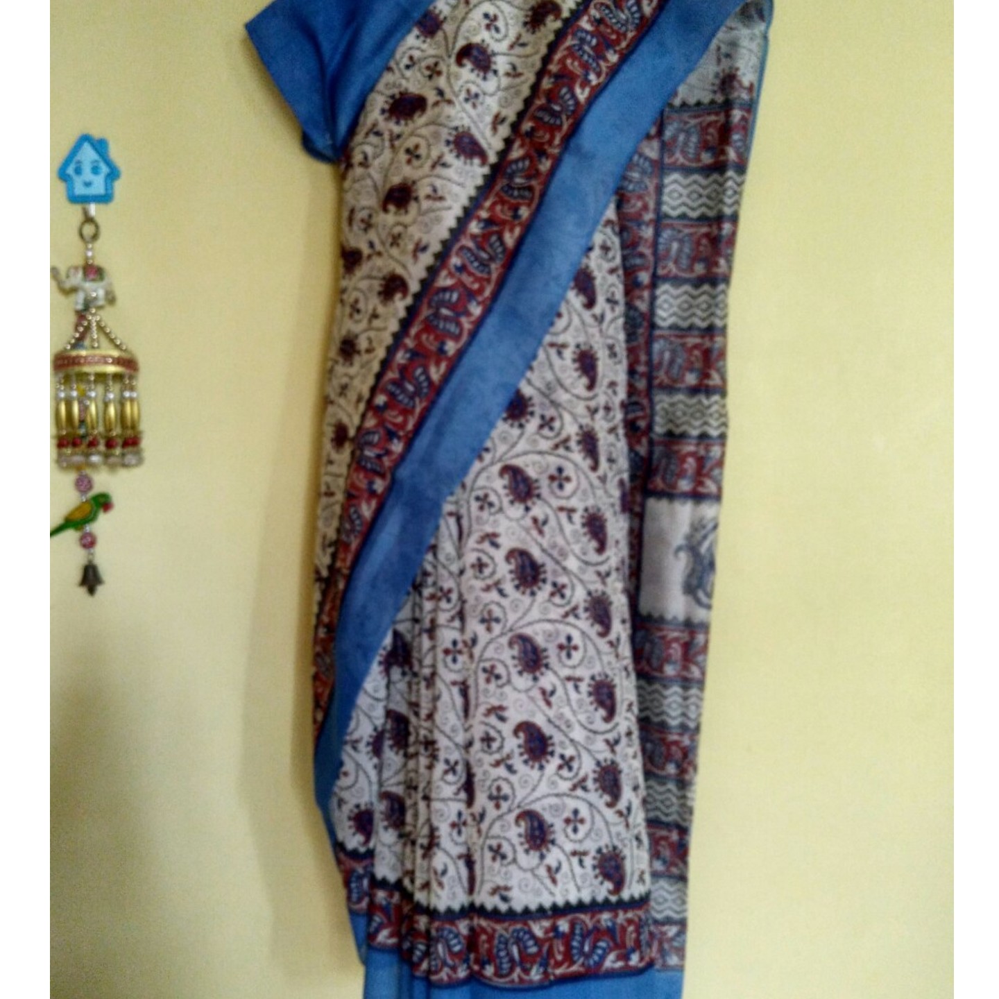 Fine Chanderi cotton silk block print saree 