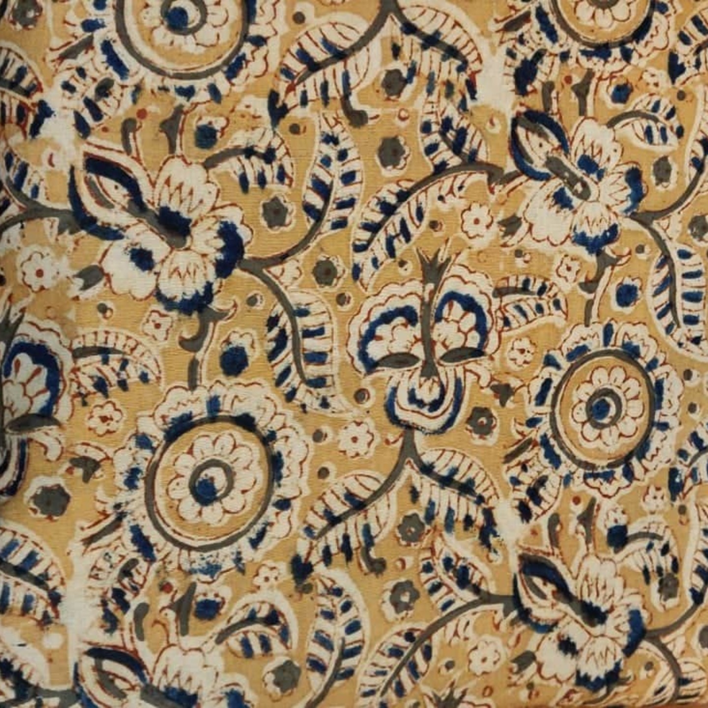 Kalamkari hand block print cotton fabric  - 1 meter