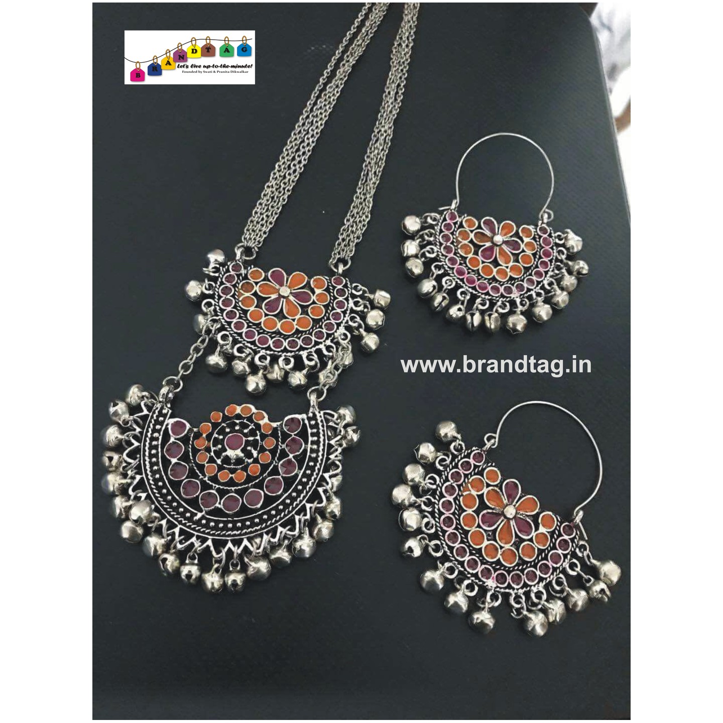 Special Navratri Collection...Silver Oxidized Afgaani Necklace Set!! 