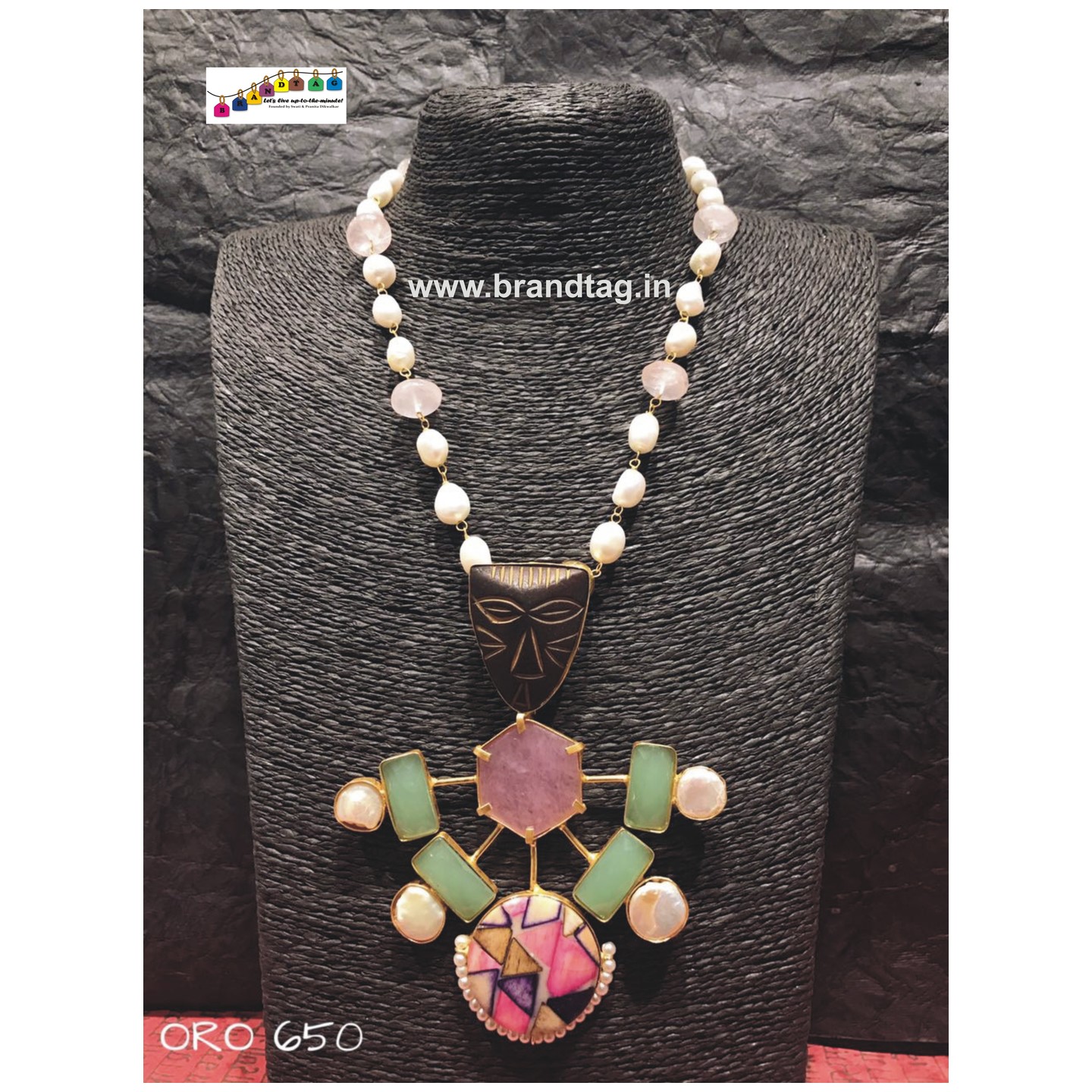 Dussehra Collection...Casual Contemporary Pearl  & Stones Oro Necklace!!