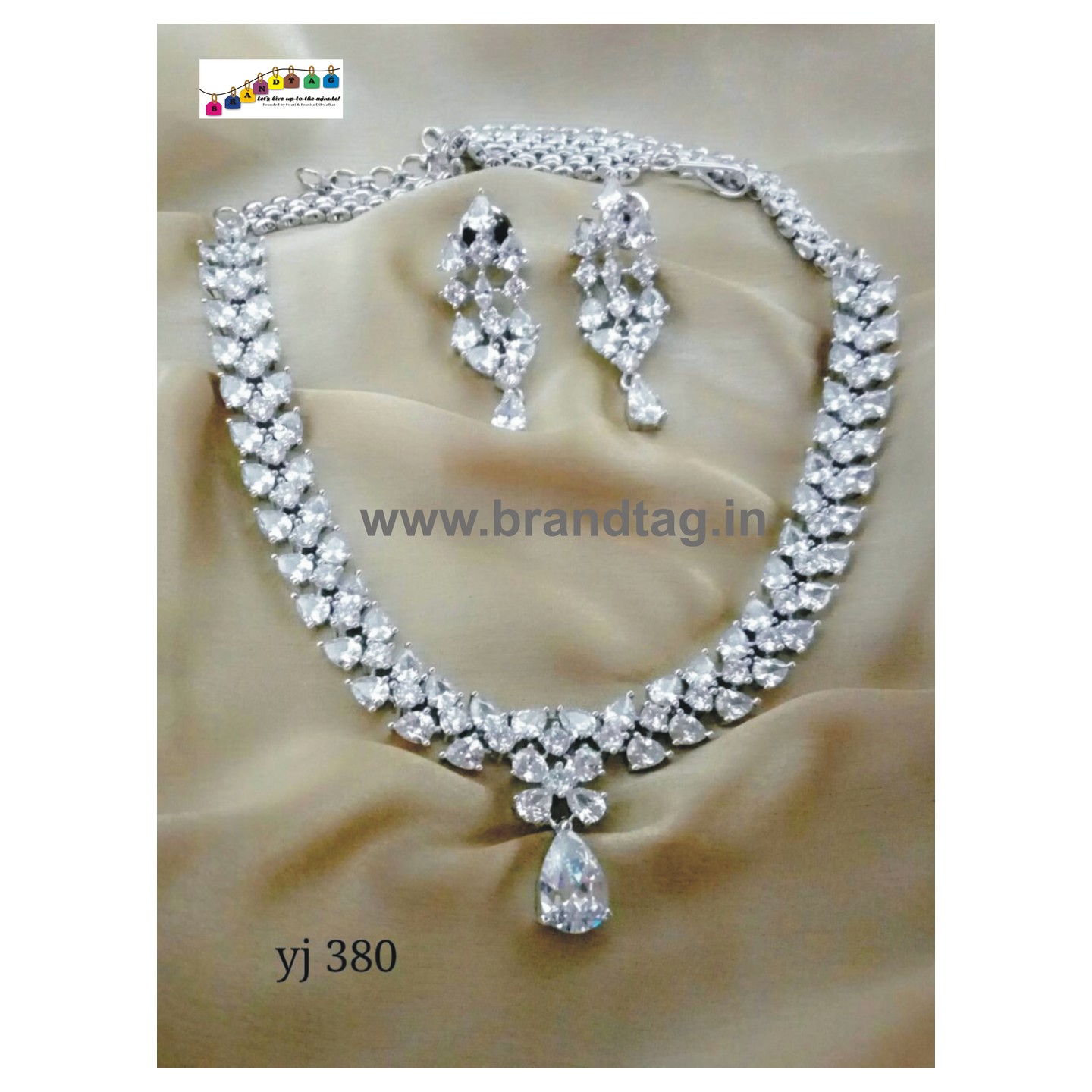 Special Navratri Collection...Modern Beautifully Designed White Diamond Necklace Set!! 