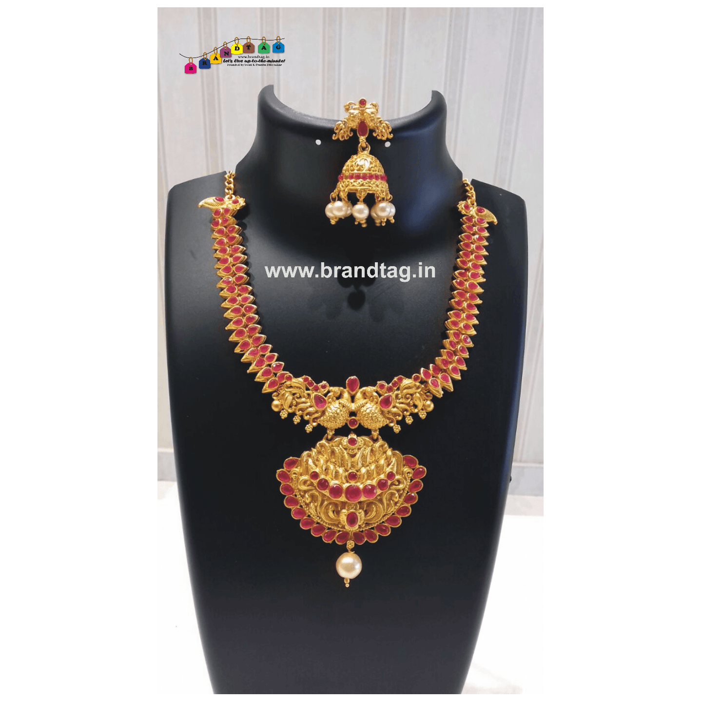 Diwali Collection - Pink Stones studded Golden Necklace Set!
