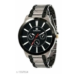Collection Silver Stainless Steel Chain, Analog White Dial Men's Watch