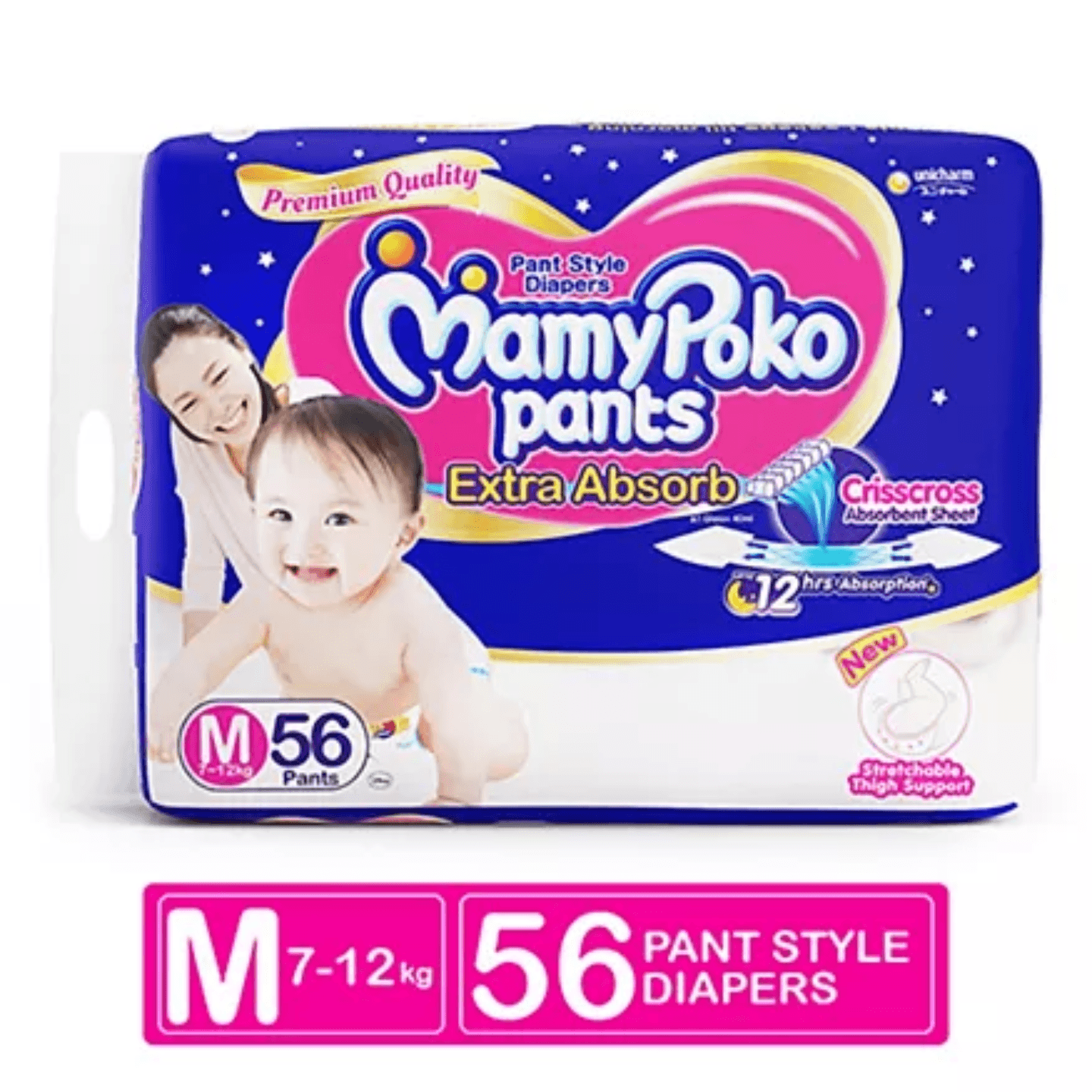 MamyPoko Extra Absorb Pant Style Diapers Medium - 56 Pieces