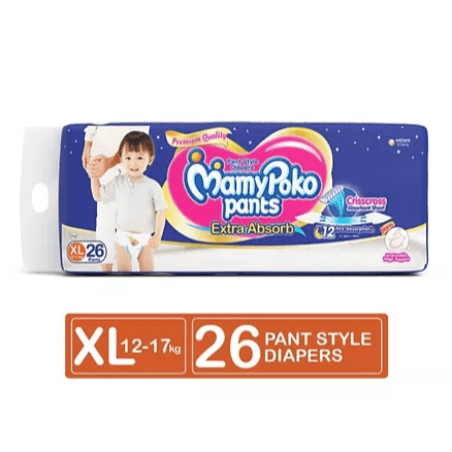 MamyPoko Extra Absorb Pant Style Diaper Monthly Jumbo Pack Extra Large Size - 87 Pieces