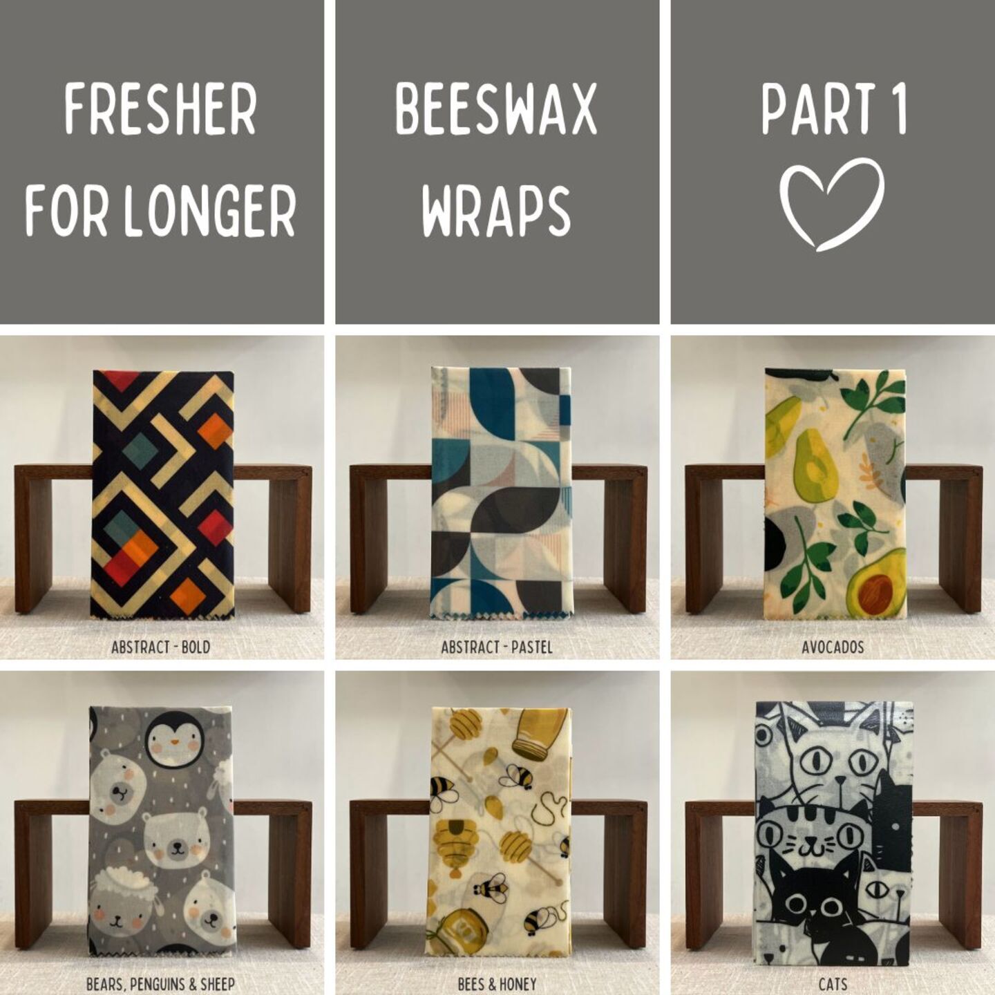 FRESHER FOR LONGER Beeswax Wrap Set of 3 - Part 1