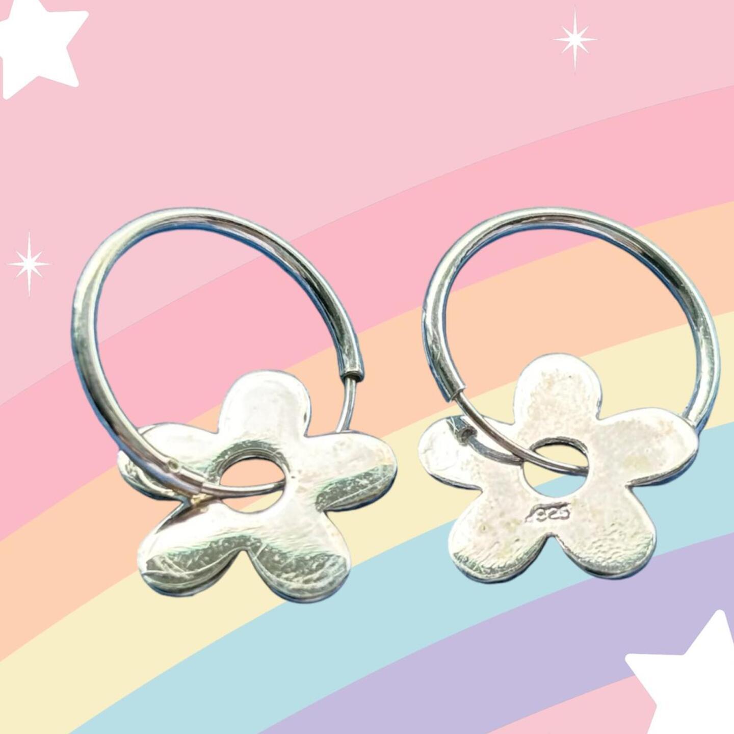 Flower Silver Earrings  Kids Earrings