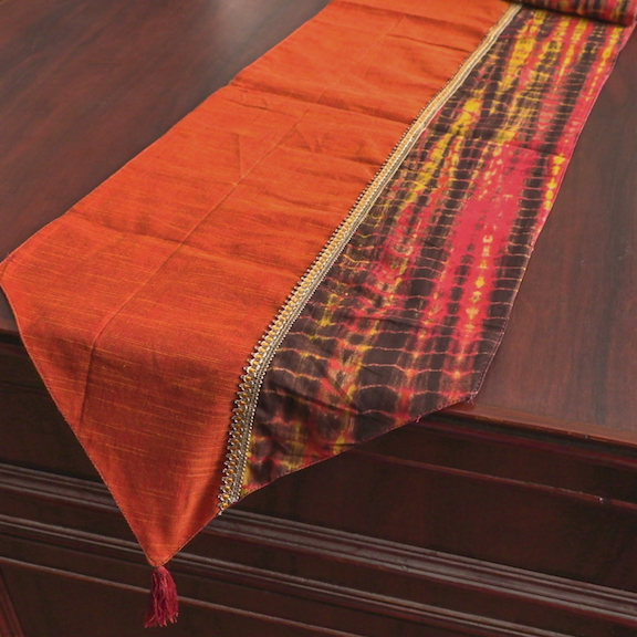 Table Runner- Orange shibori