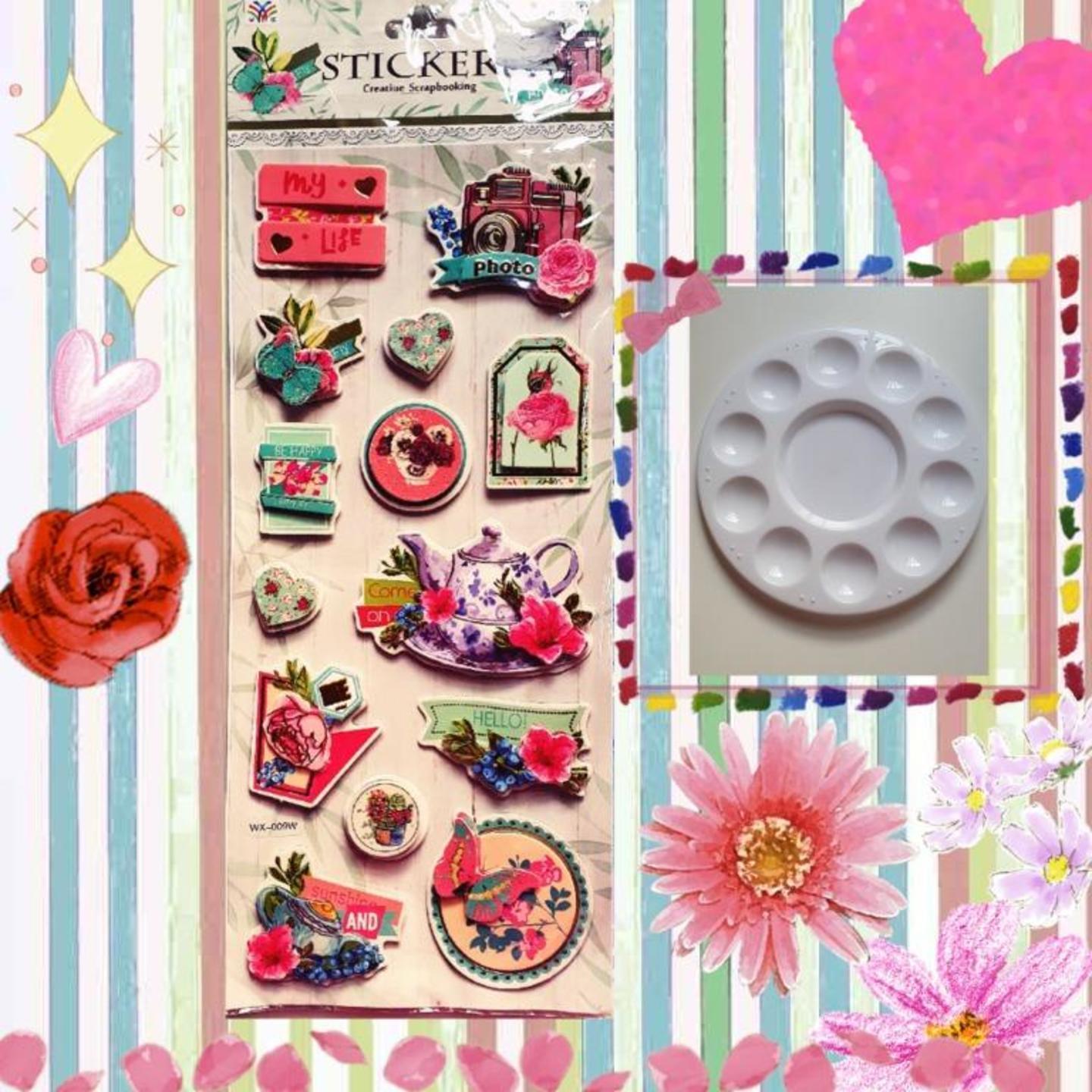 3d Collage Stickers & Palette for Painting