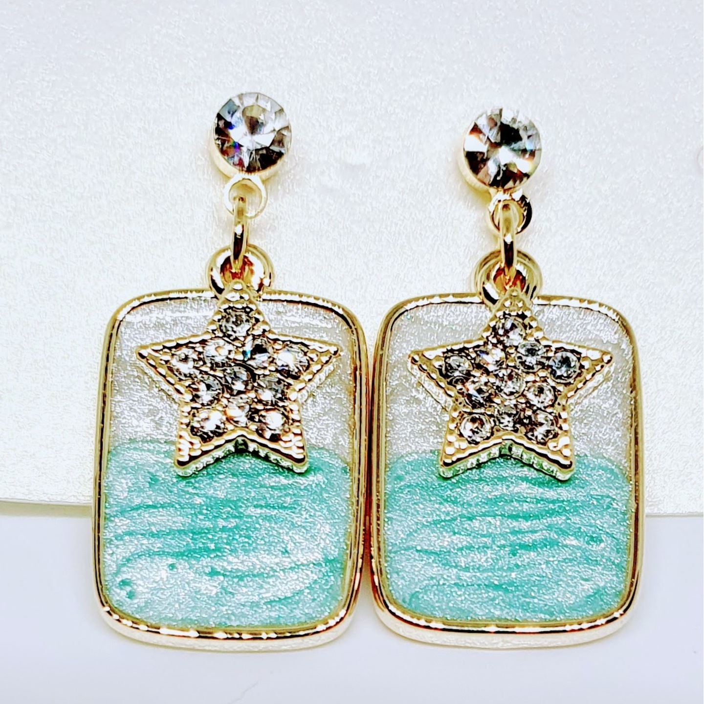 Silver Earrings with Star design - Made in Korea