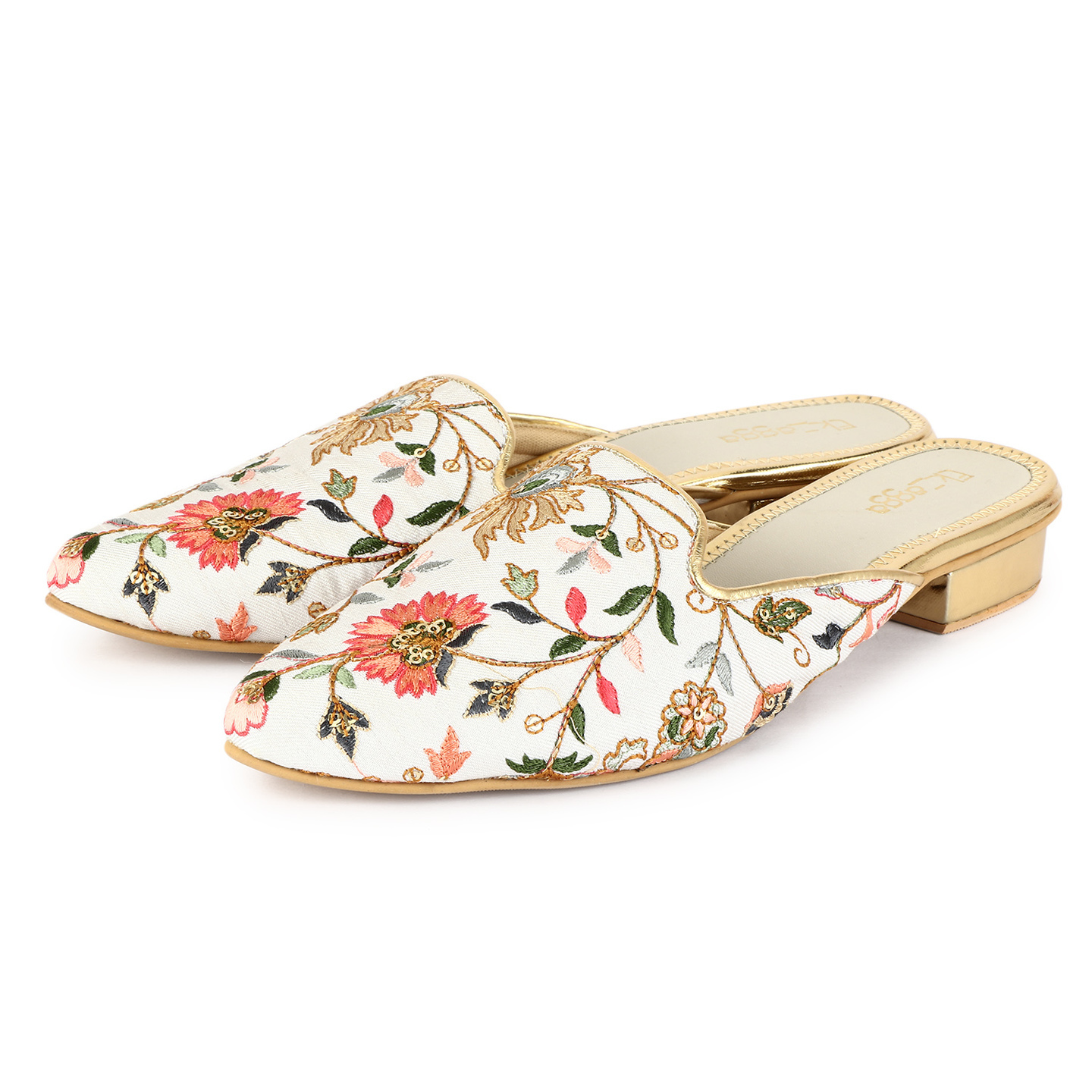 Mutlicloured floral mules