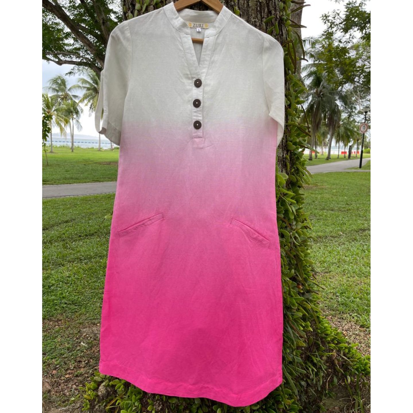 Pink Dip Dye Linen Dress
