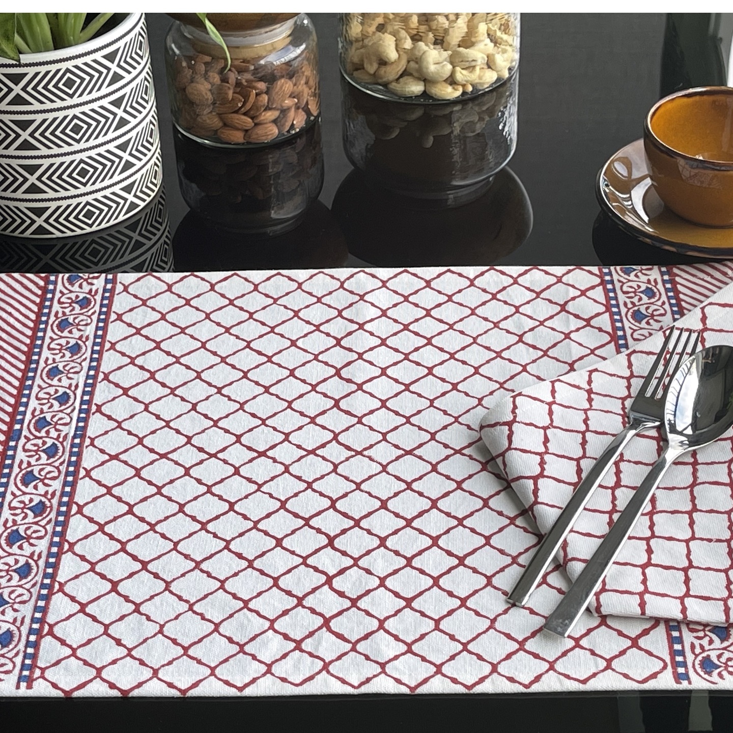 Red Moroccan Jaal Table Mats