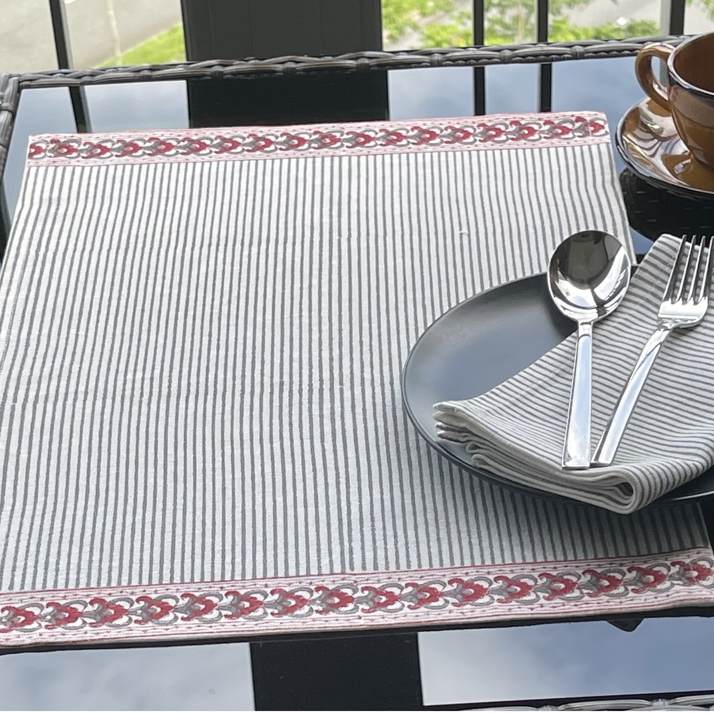 Buy Classic Grey Stripes Table Mat Order Grey Stripes Table Mat