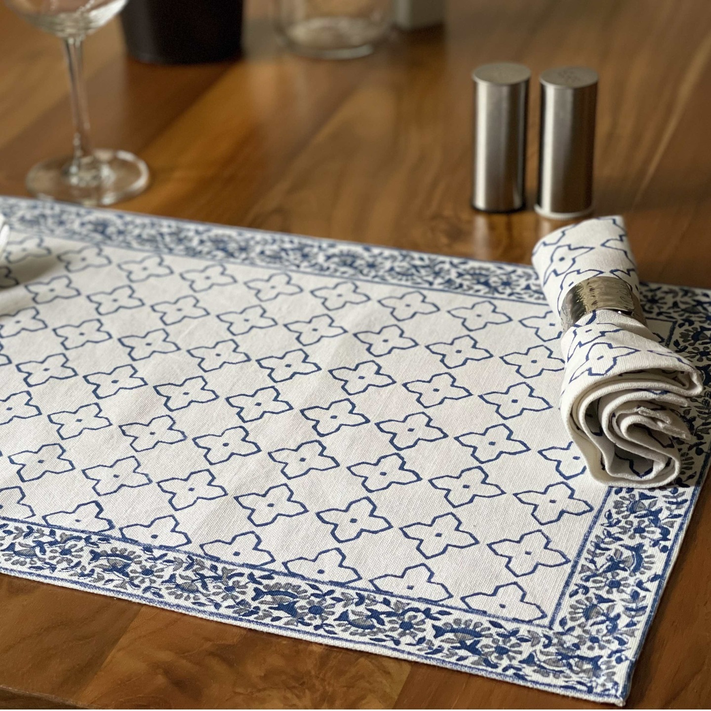 Buy Blue Grey Geometric Table Mats  Order Blue Grey Mats
