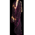 Handwoven cotton saree with ghicha weaved all over in wine colour