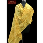 Fresh yellow chanderi dupatta having block print done