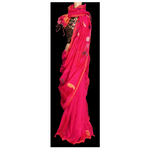 Magenta pink handwoven saree with jamdani weaved motifs all over SOLD