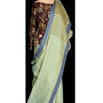 Mint green with steel blue border Linen saree SOLD