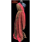 Yellow gold, black and maroon shaded Khadi saree
