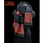 Black and maroon handwoven woolen stole from Uttarakhand