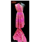 Fuscia Linen saree with Jamdani weaved pallu