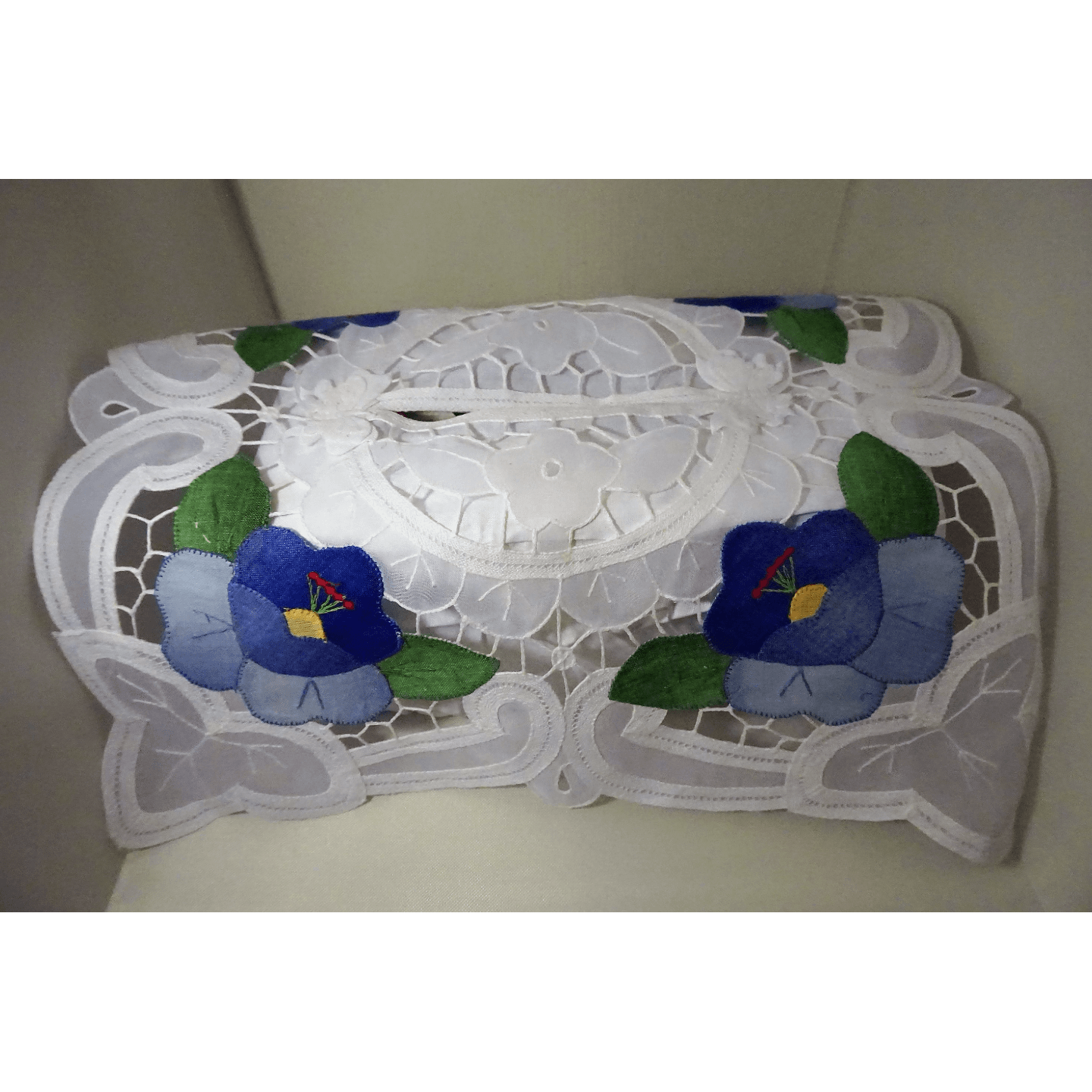 Pretty Blue Flower Design Tissue Box Cover