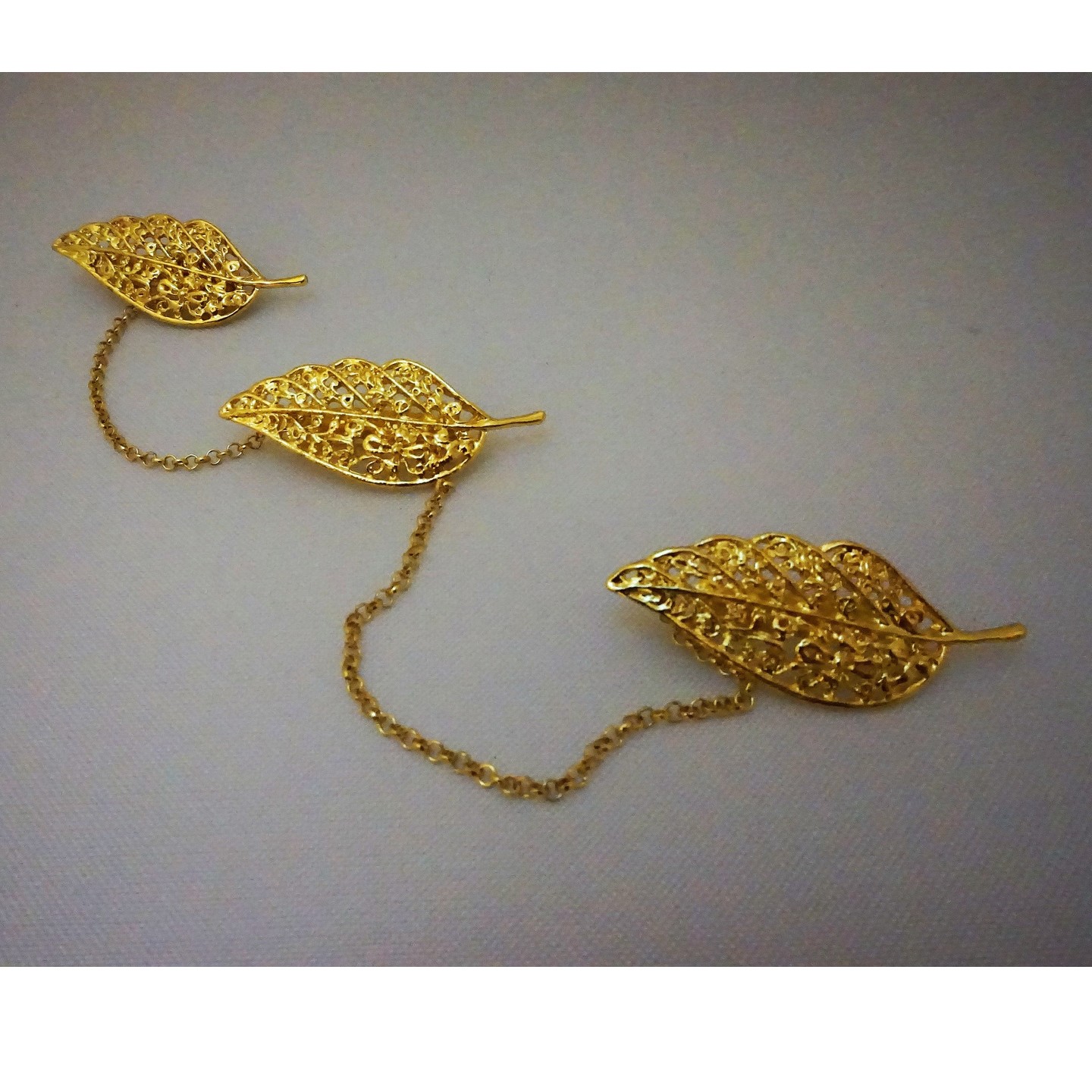 Kerosang (A set of 3 Gold Leaf Brooches)