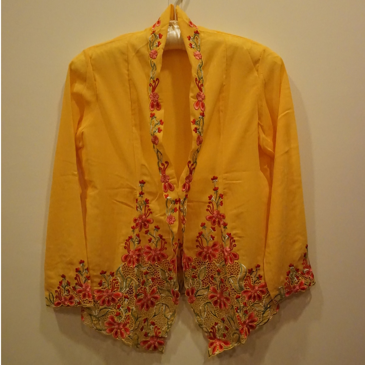 Yellow Kebaya  with Embroidery Flora Design (Out of Stock)