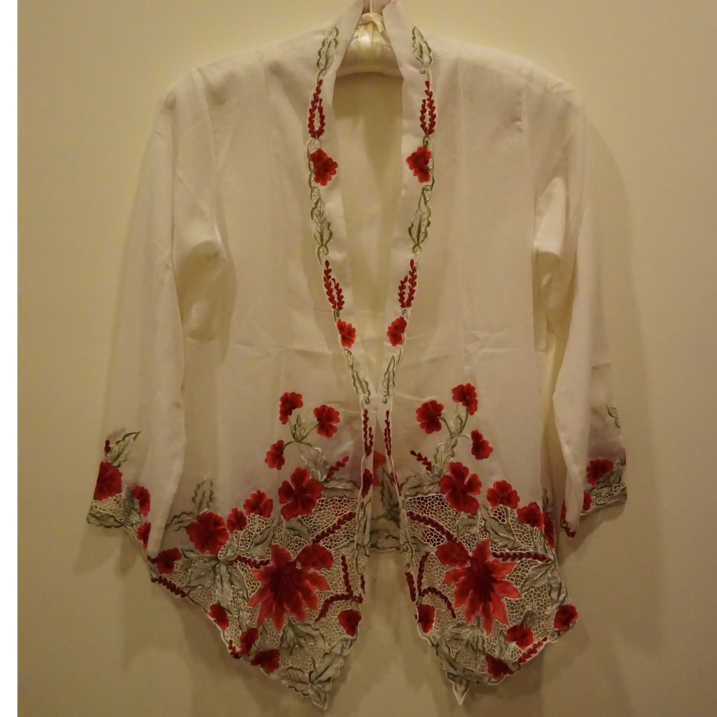 Whit Kebaya with Red Flowers