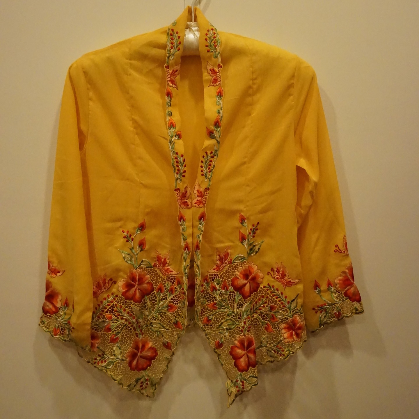 Yellow Kebaya with Red Flowers & Butterflies