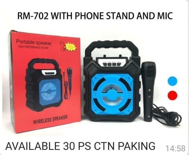 RM-702 Wireless Bluetooth Speaker and Mic Red Box