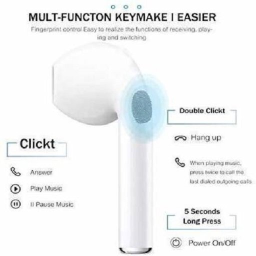 i12 TWS 5.0 Wireless Earphone with Portable Charging Case Bluetooth Headset with Mic (White, On the Ear)