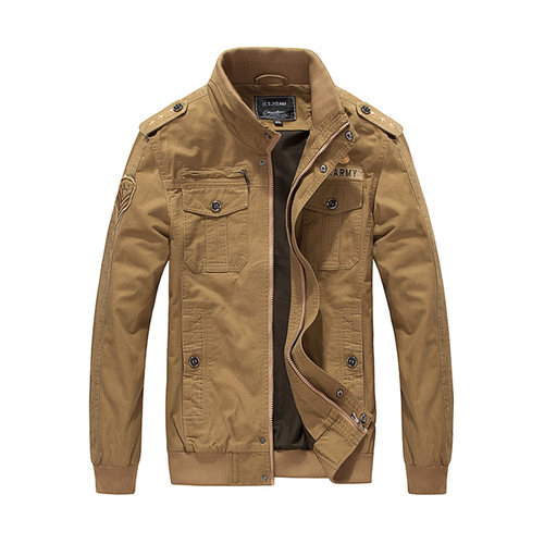 Mens Military Style Khaki Jacket