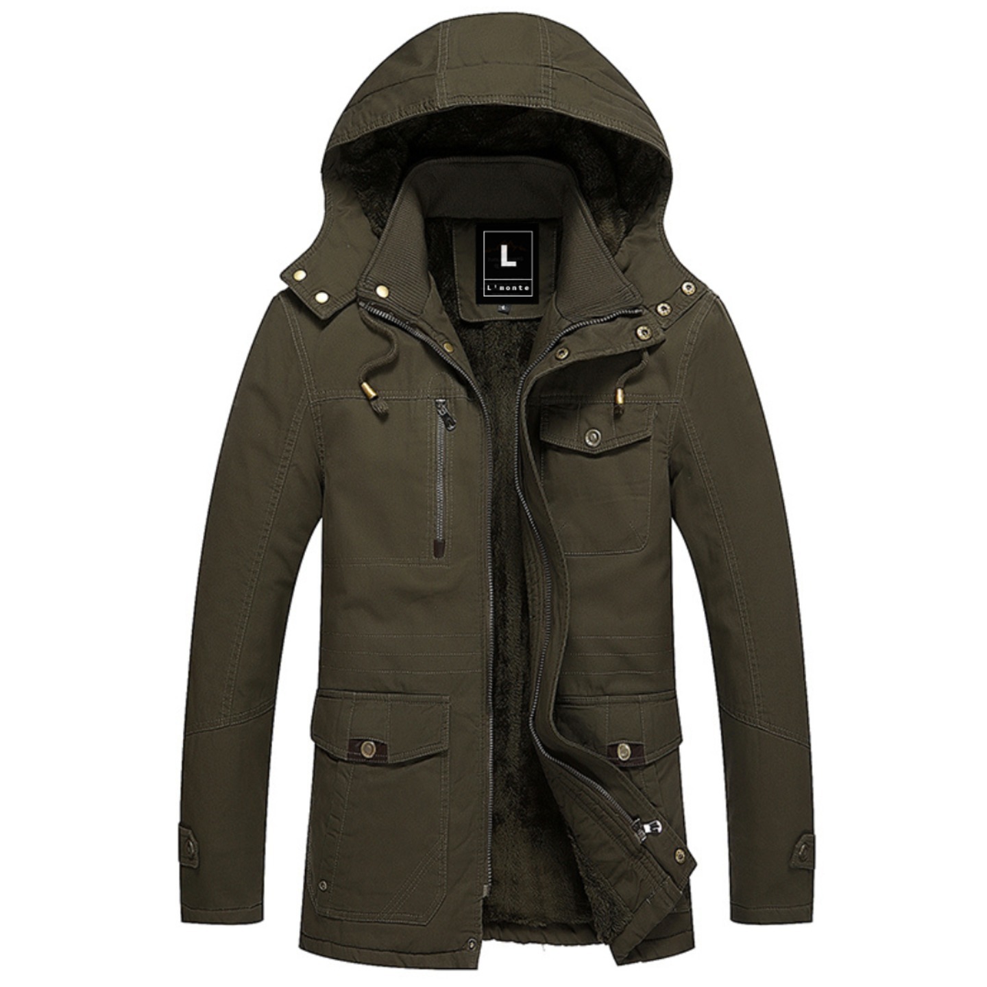 L'MONTE Casual Cotton Fur Winter Hooded Jacket for Men