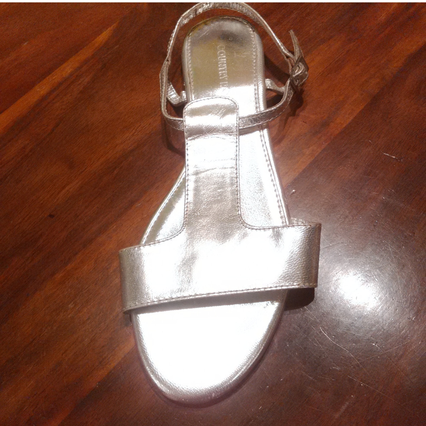 Silver Broad strap flat with back strap