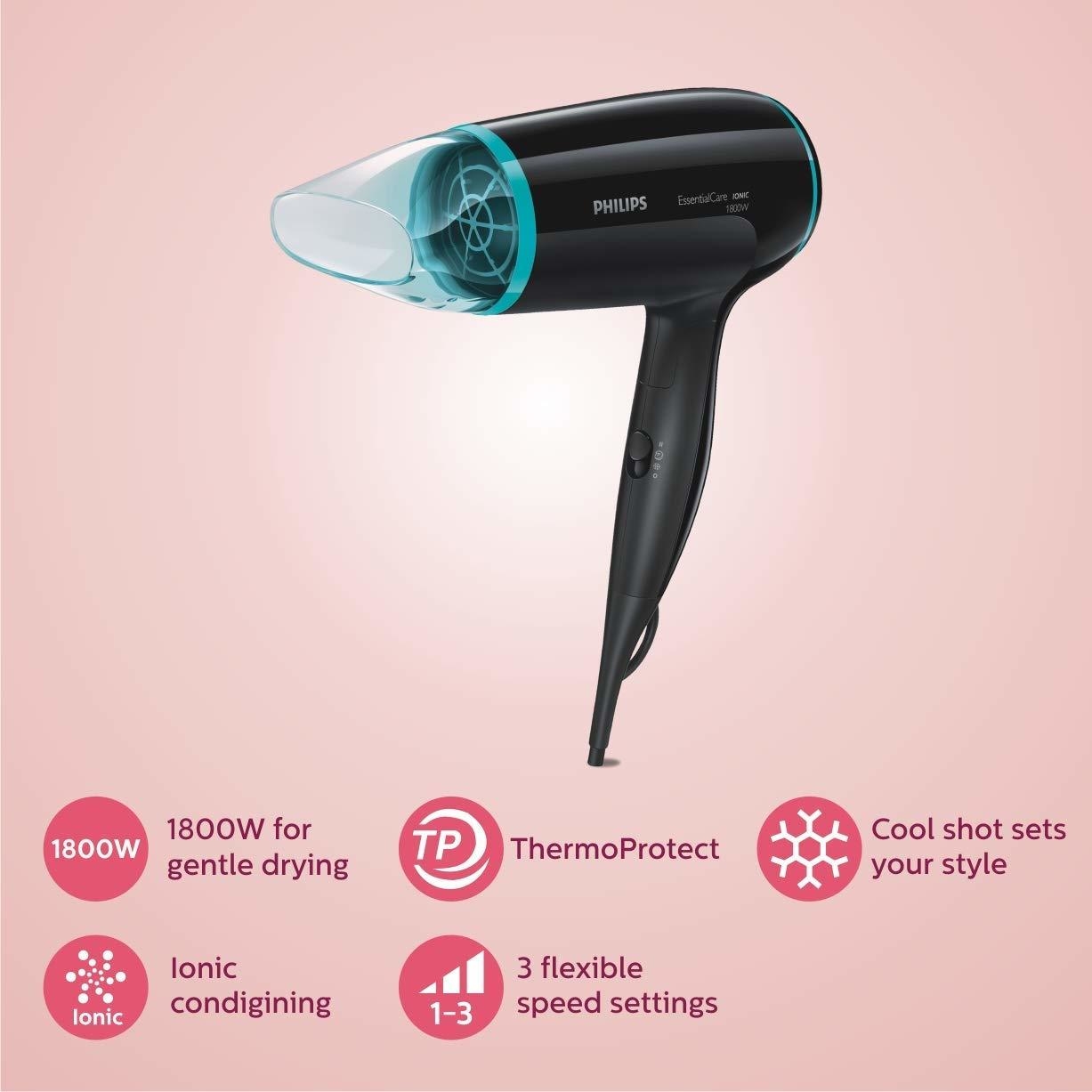 Philips BHD007/20 Hair Dryer (Black)
