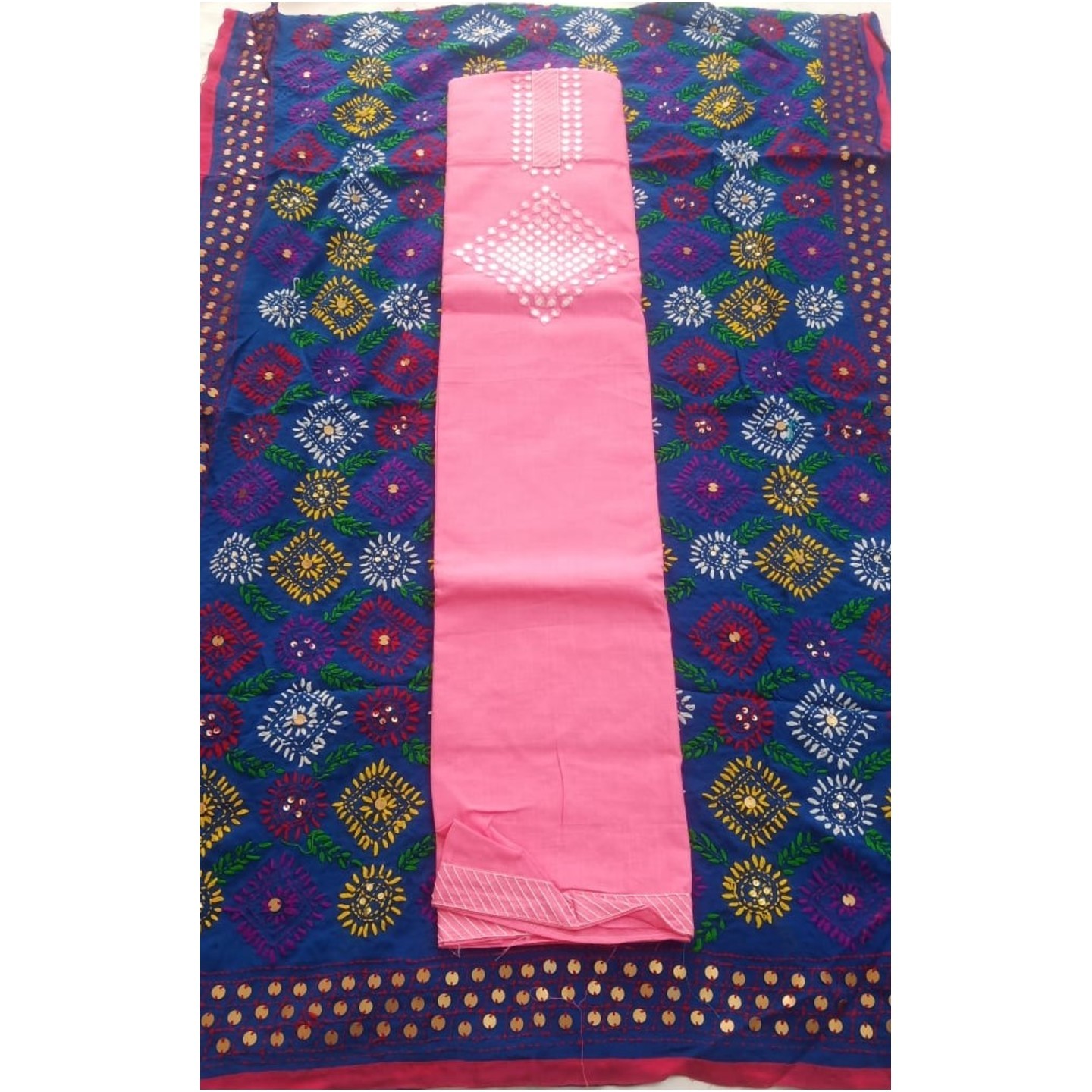 Dhanika Handloom Cotton Suit with Kantha Work Dupatta