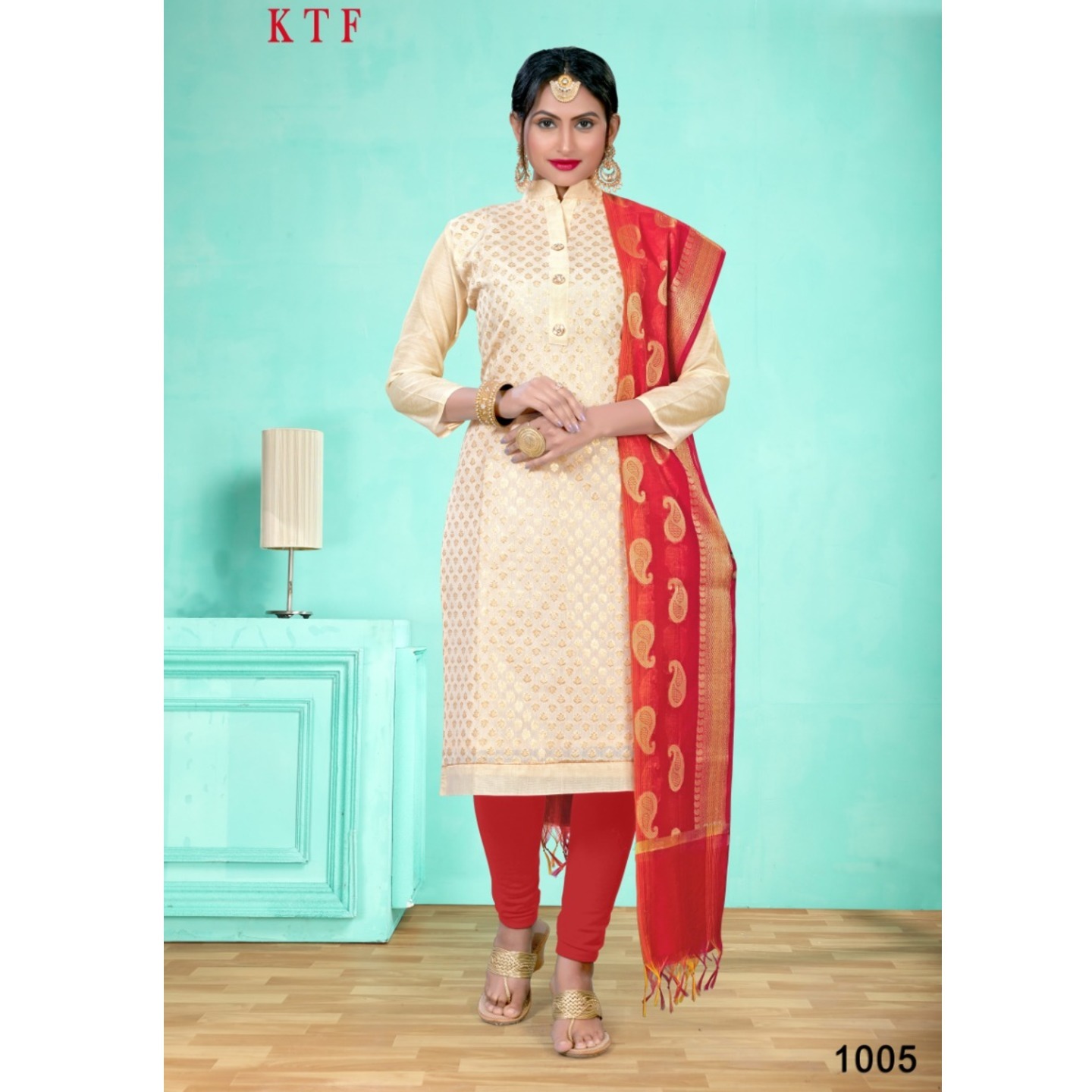 Chanderi Jacquard Suit with Banaras Dupatta