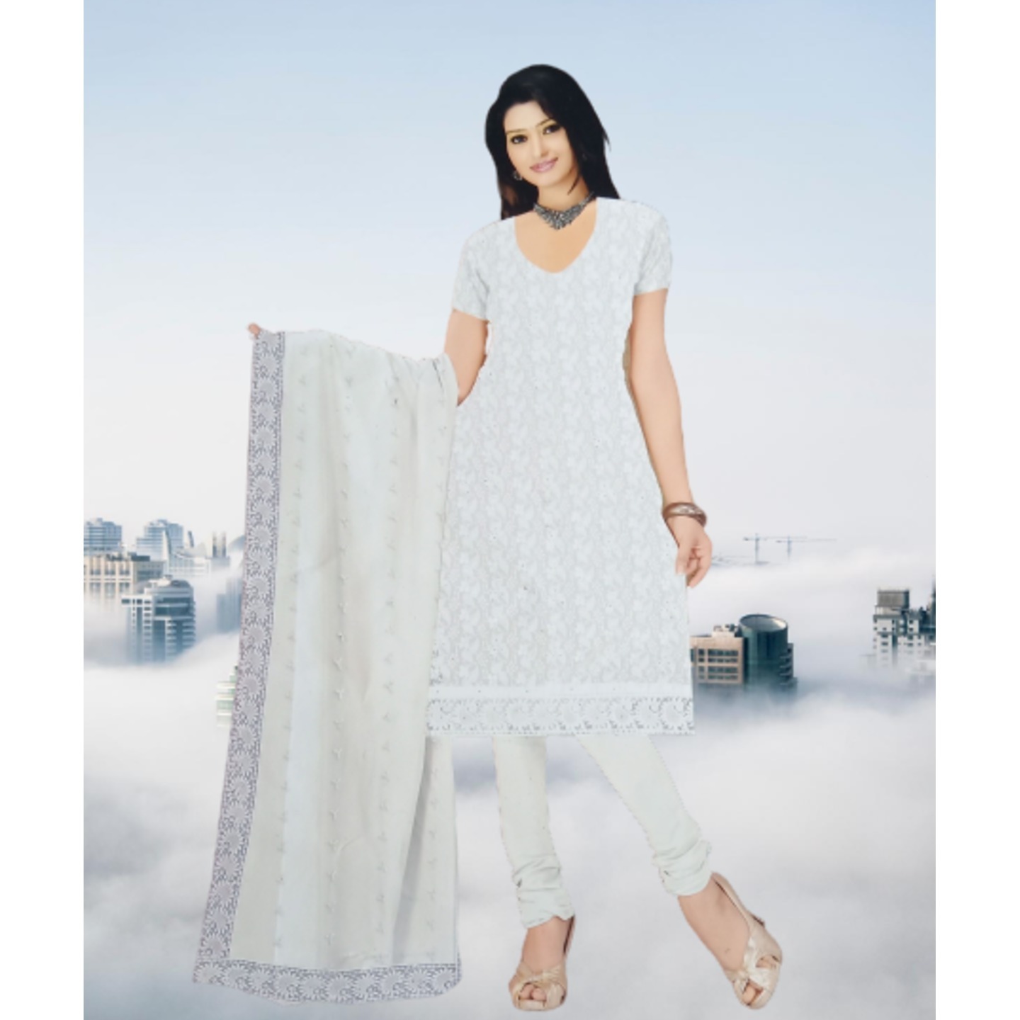 Cotton Thread Work Suit and Thread Work Dupatta