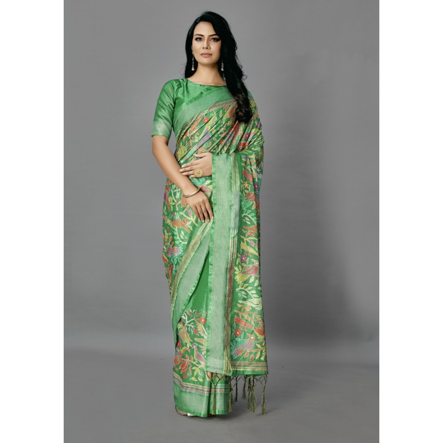 Art Silk Kantha Print Saree