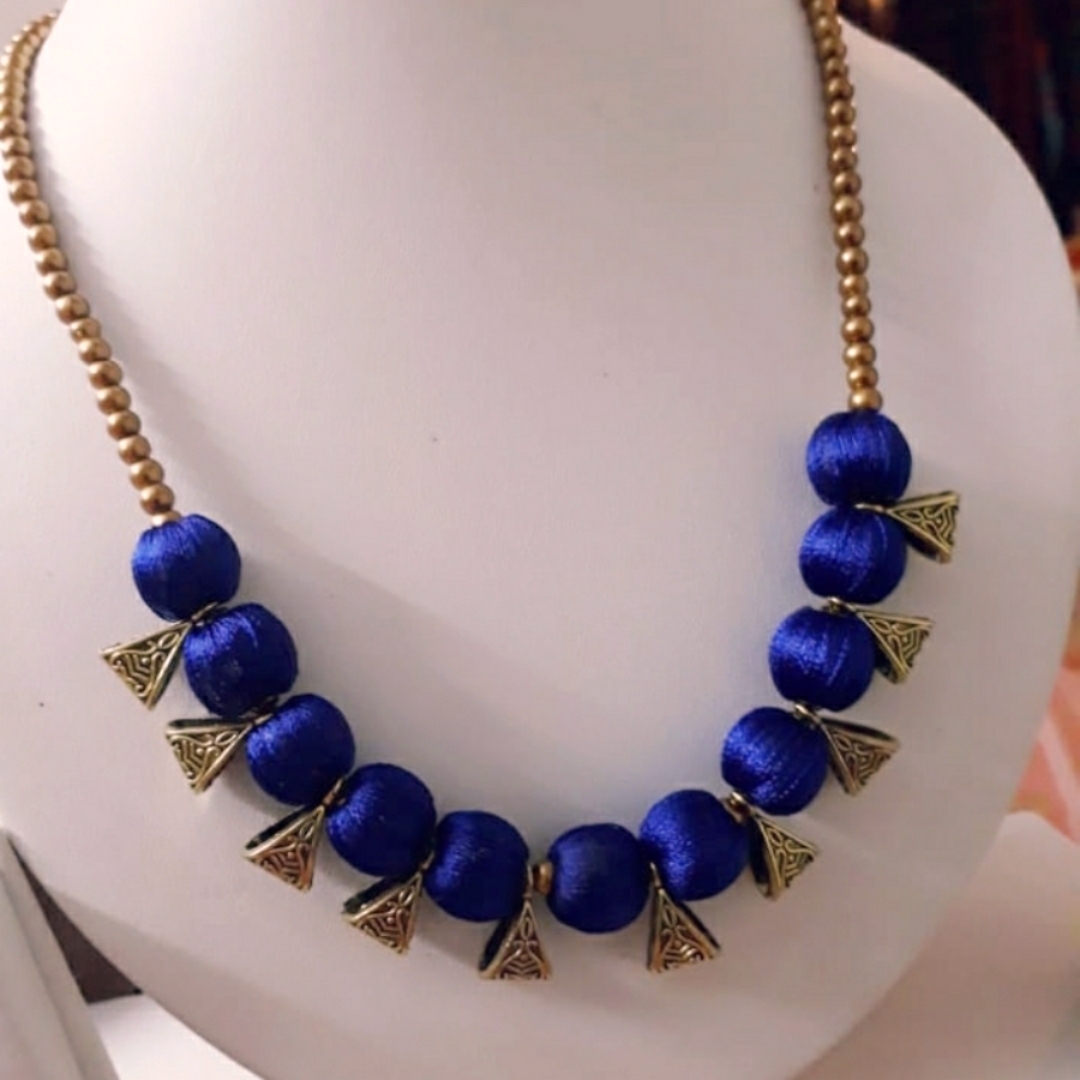 Royal Blue Silk Thread Necklace