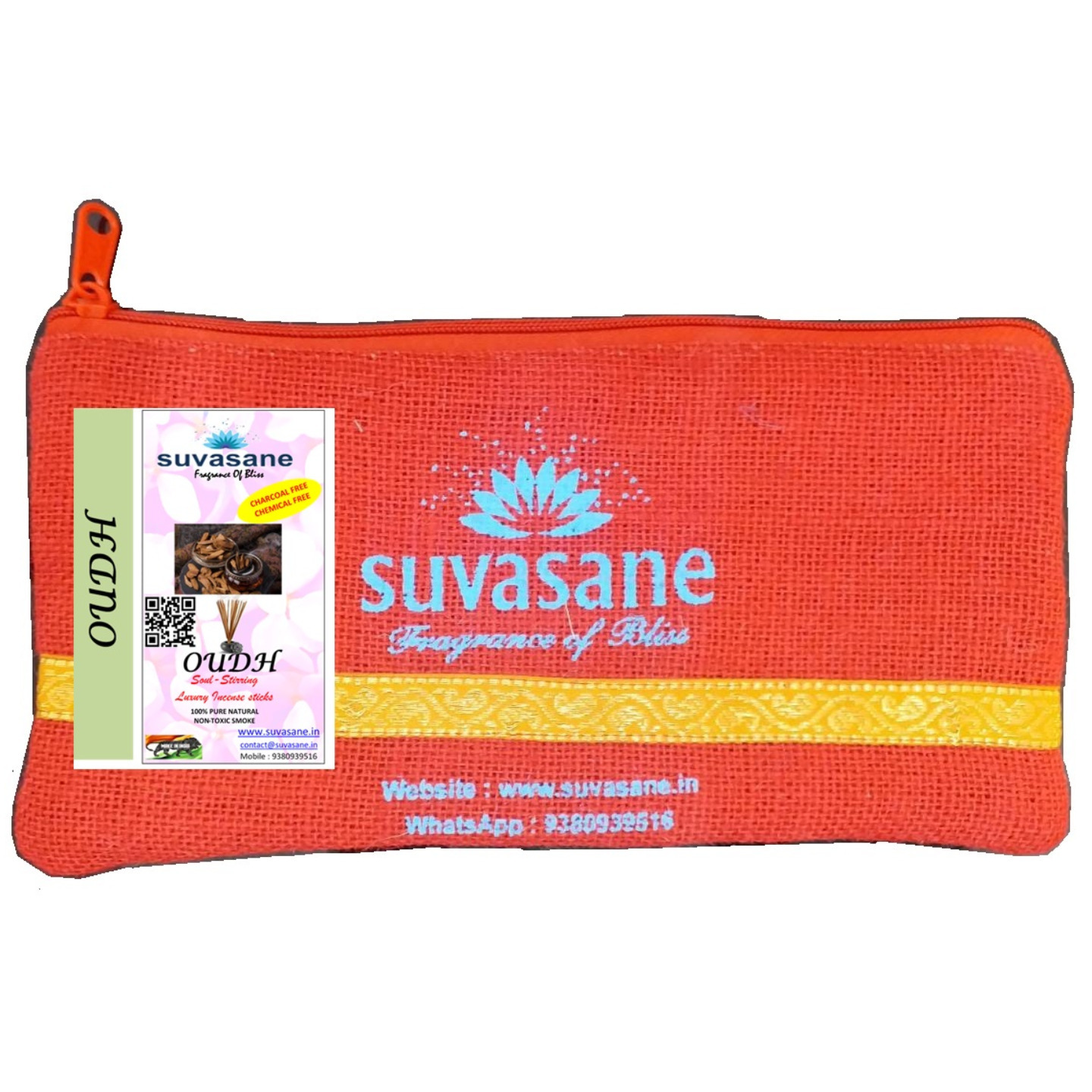 Suvasane Arabic Oudh Fragrance 150gms Herbal Pure Natural Agarbatti No added Chemicals, Brown 9 sticks in Jute bag