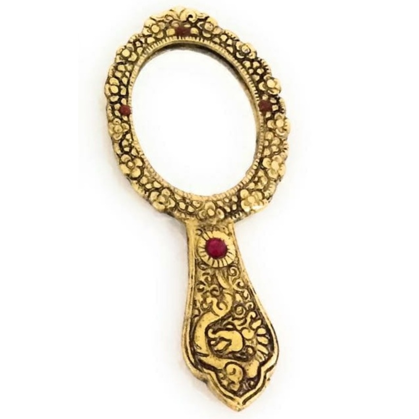 Pocket mirror round gold plated size 18 cm
