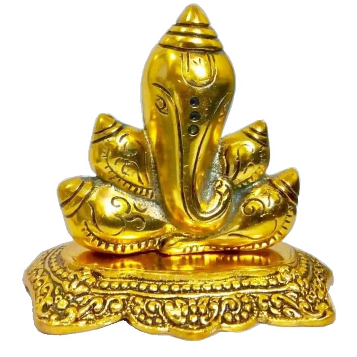 Shanku Ganesh white metal gold plated oxidised 5.5 inch