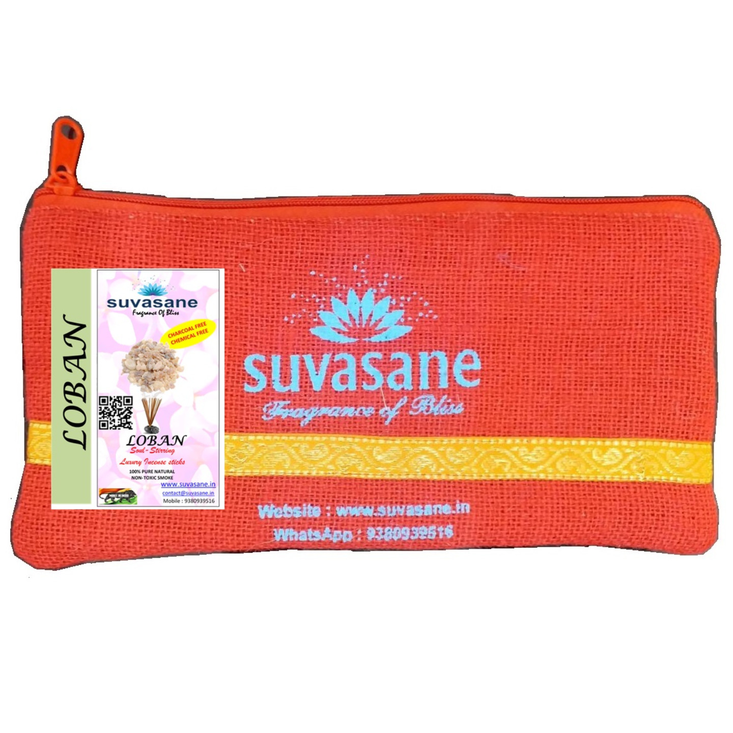 Suvasane Loban Fragrance 150gms Herbal Pure Natural Agarbatti No added Chemicals, Brown 9 sticks in Jute bag