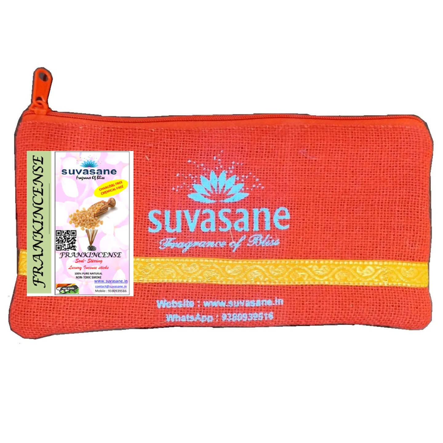 Suvasane Frankincense Fragrance 150gms Herbal Pure Natural Agarbatti No added Chemicals, Brown 9 sticks in Jute bag