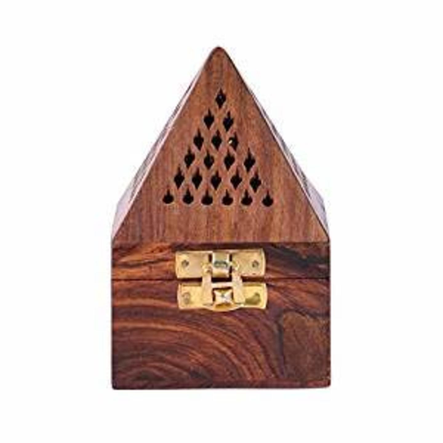 Wooden Pyramid Shape Dhoop Batti StandWooden Incense HolderDhoop dan