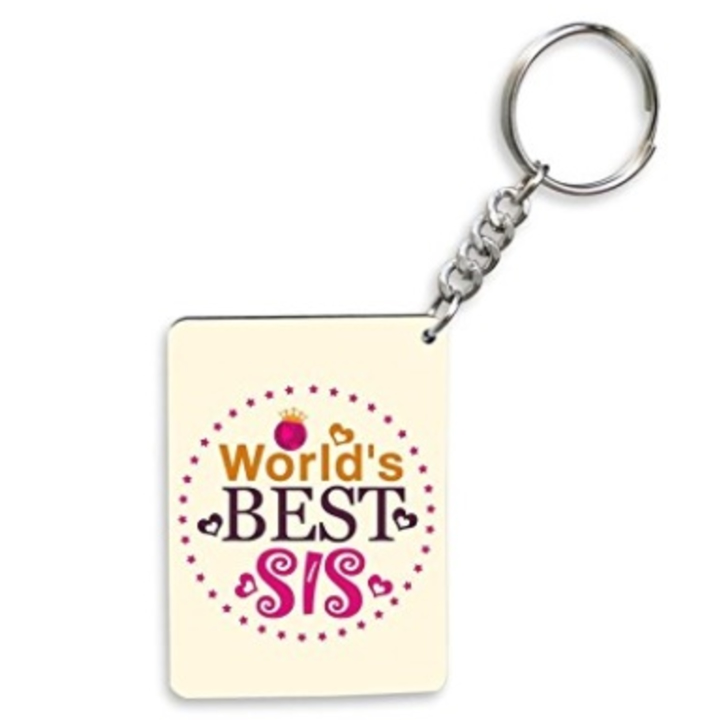 World's Best Sis Key Chain (White)